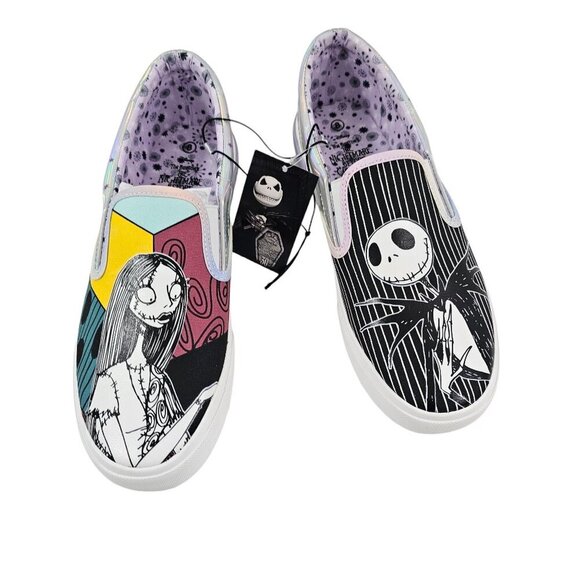 Disney The Nightmare Before Christmas Jack and Sally Slip-on Sneakers NWT - Picture 2 of 16